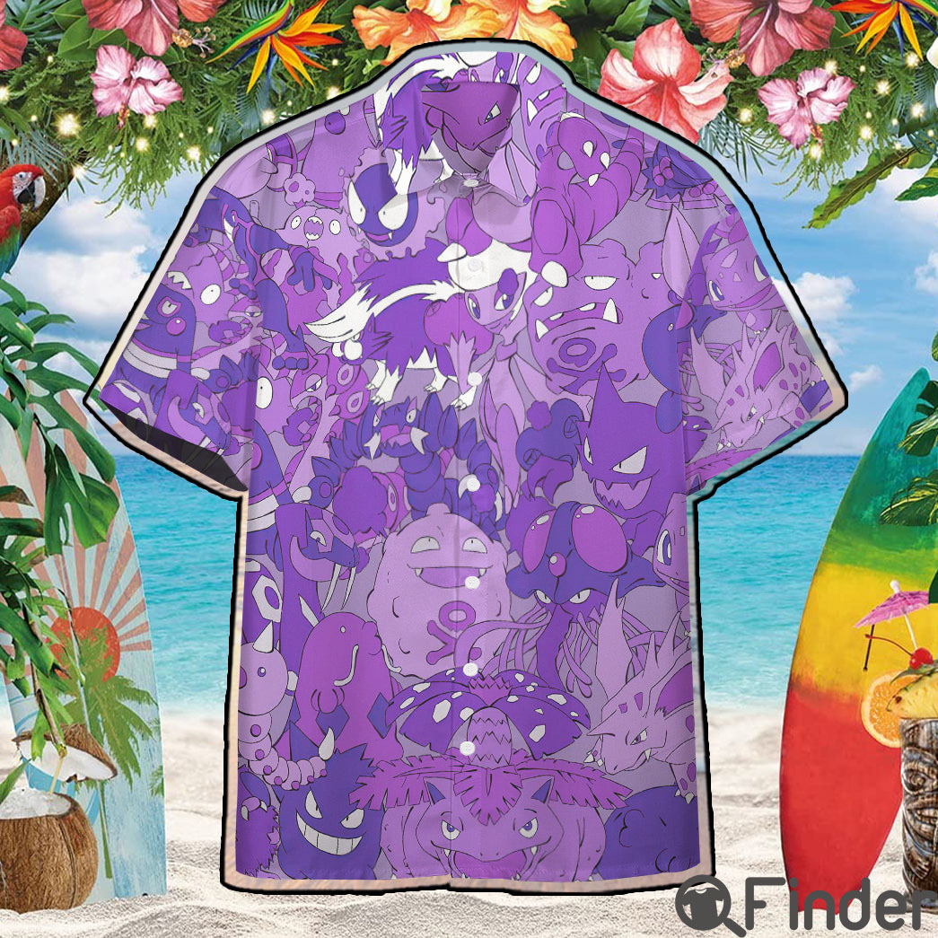 Pokemon Poison Type Custom Hawaii Button Shirt Pokemon Poison Type Custom Hawaii Button Shirt