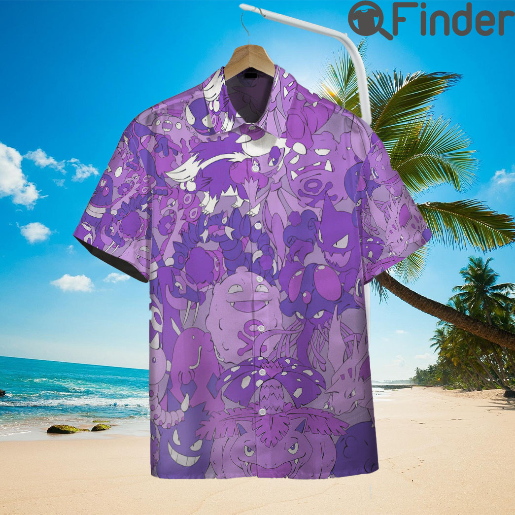 Pokemon Poison Type Custom Hawaii Button Shirts Pokemon Poison Type Custom Hawaii Button Shirts