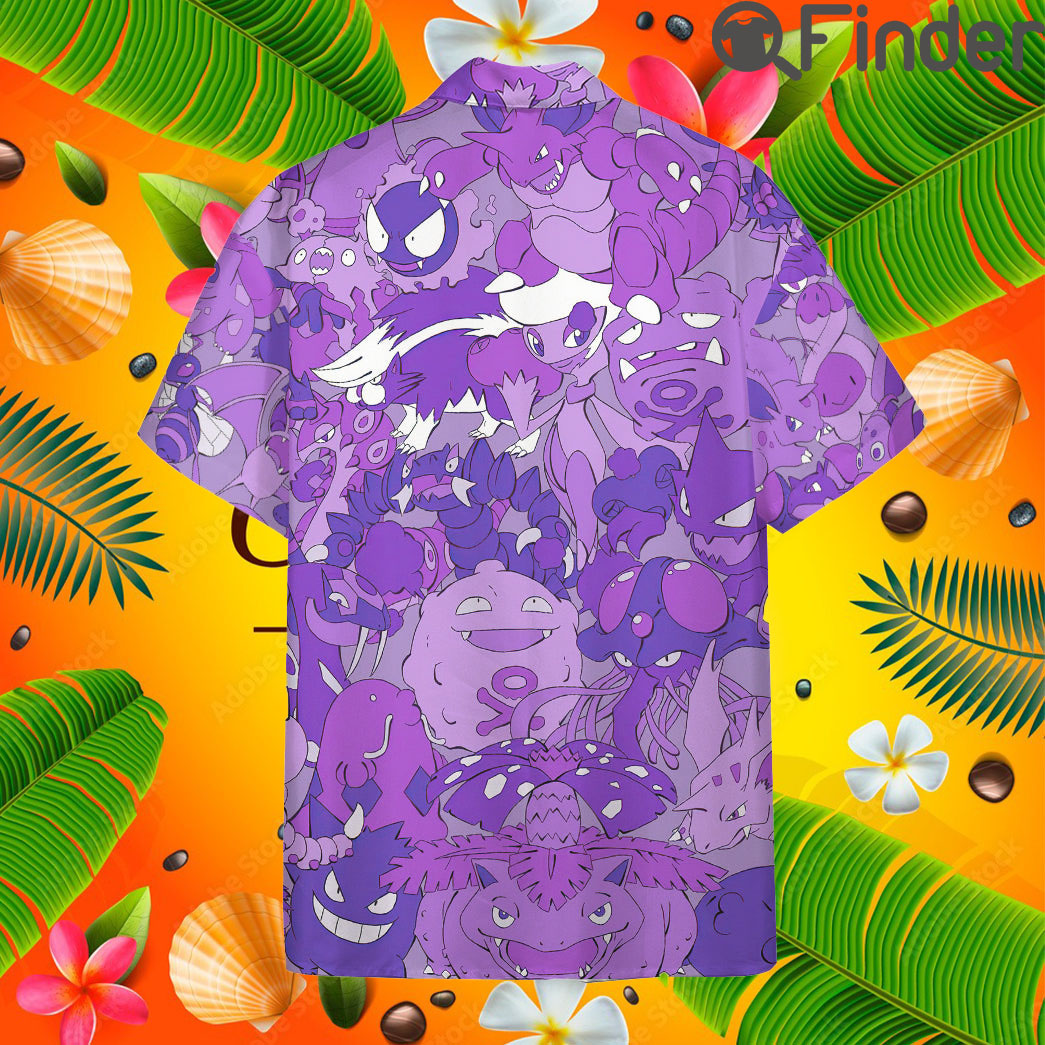 Pokemon Poison Type Custom Hawaii Button T Shirt Pokemon Poison Type Custom Hawaii Button T Shirt