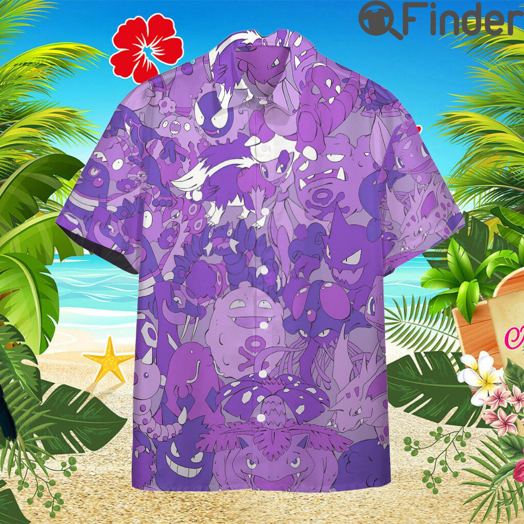 Pokemon Poison Type Custom Hawaii Button T Shirts Pokemon Poison Type Custom Hawaii Button T Shirts