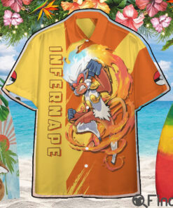 Pokemon Starter Duo Type Fire Fighting Custom Hawaii Button Shirt