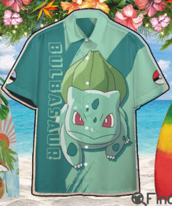 Pokemon Starter Duo Type Grass Poison Bulbasaur Custom Hawaii Button Shirt