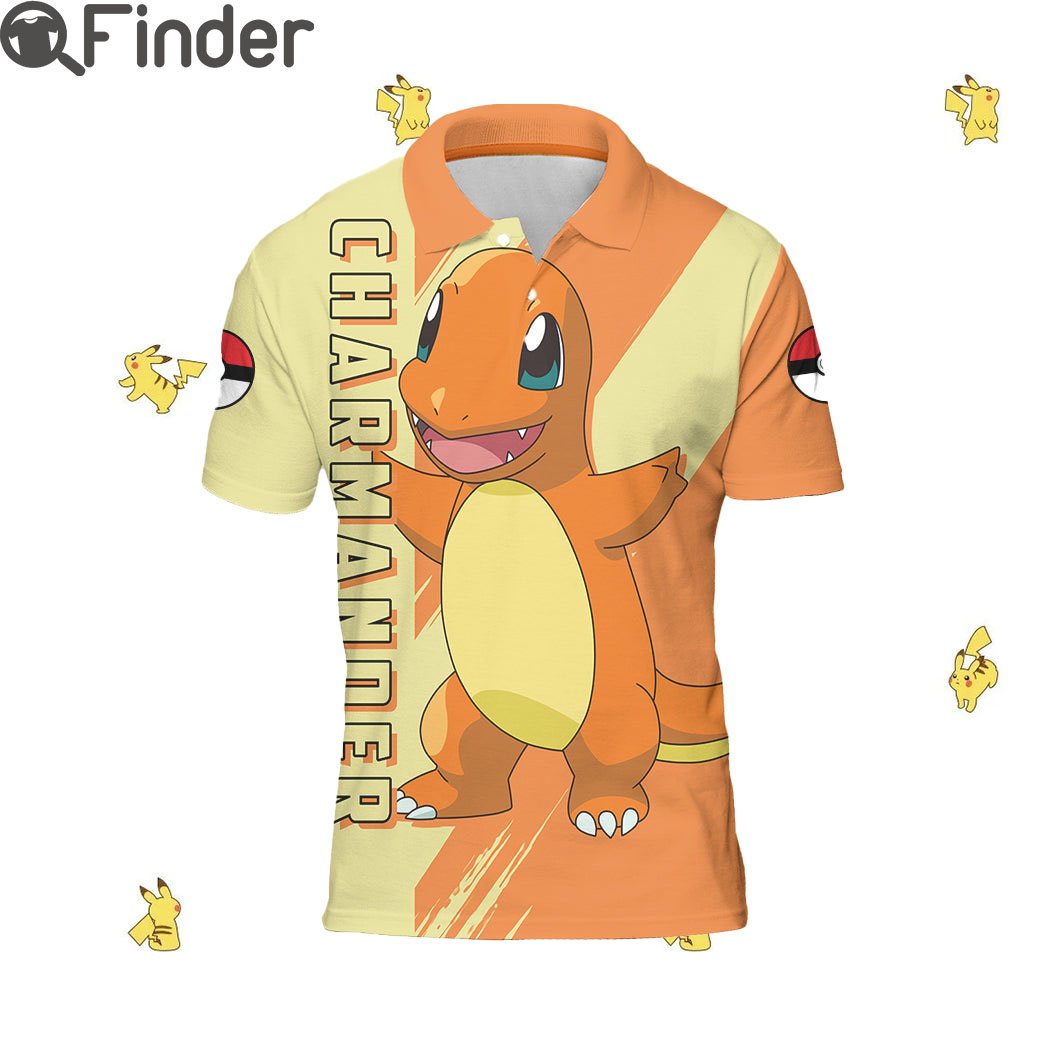 Pokemon Starter Fire Type Charmander Custom Polo Shirt Pokemon Starter Fire Type Charmander Custom Polo Shirt