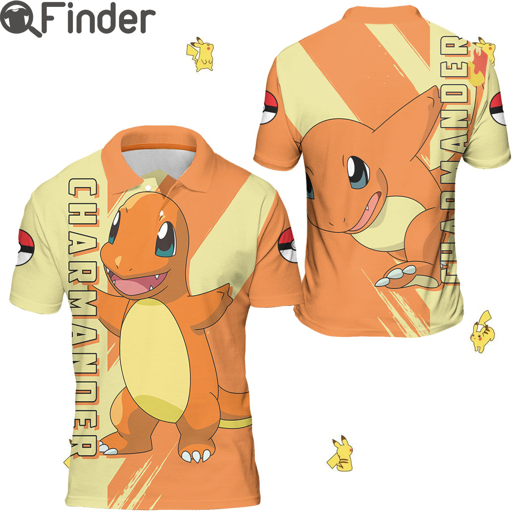 Pokemon Starter Fire Type Charmander Custom Polo T Shirts Pokemon Starter Fire Type Charmander Custom Polo T Shirts