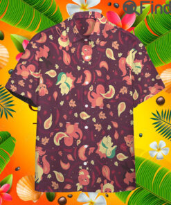 Pokemon Starter Fire Type Custom Hawaii Button T Shirt