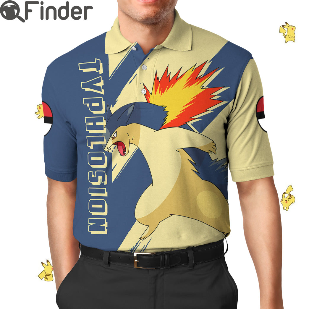 Pokemon Starter Fire Type Typhlosion Custom Polo Shirt Pokemon Starter Fire Type Typhlosion Custom Polo Shirt