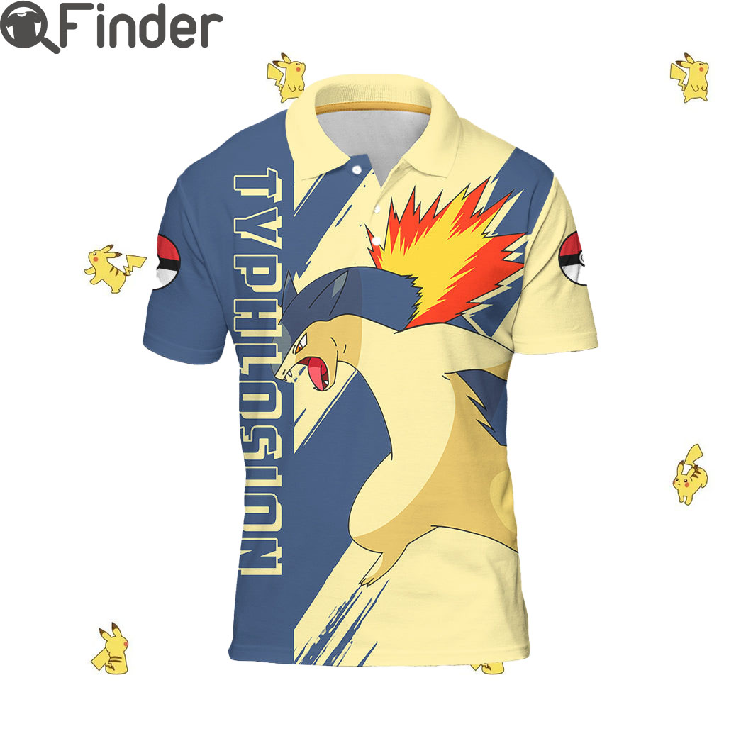 Pokemon Starter Fire Type Typhlosion Custom Polo T Shirt Pokemon Starter Fire Type Typhlosion Custom Polo T Shirt