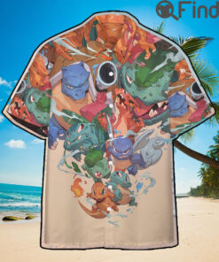 Pokemon Starter Gen 1 Kanto Region Custom Hawaii Button Shirts