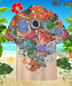 Pokemon Starter Gen 1 Kanto Region Custom Hawaii Button T Shirts