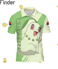 Pokemon Starter Grass Type Chikorita Custom Polo Shirt