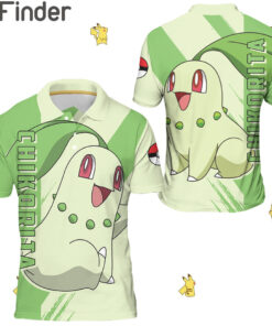 Pokemon Starter Grass Type Chikorita Custom Polo Shirts