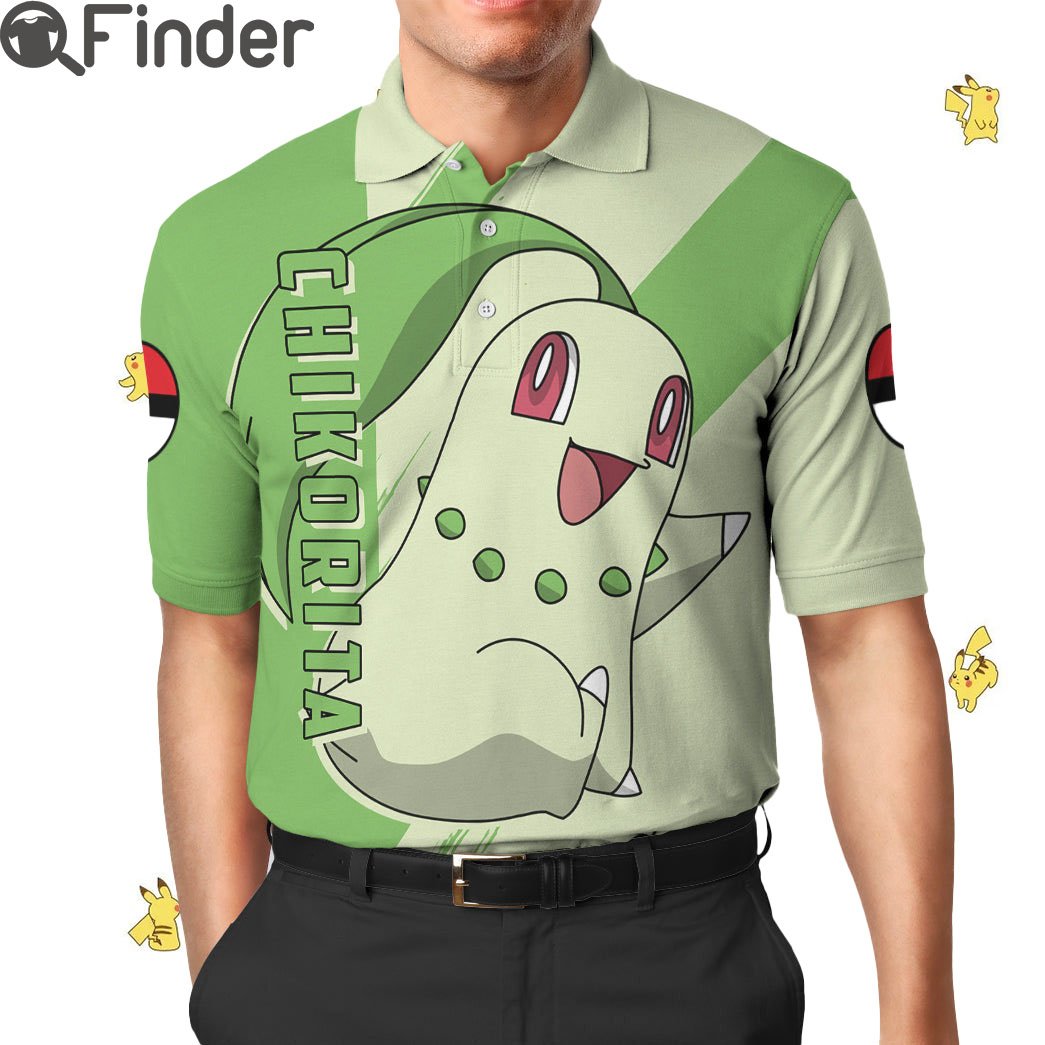 Pokemon Starter Grass Type Chikorita Custom Polo T Shirt Pokemon Starter Grass Type Chikorita Custom Polo T Shirt