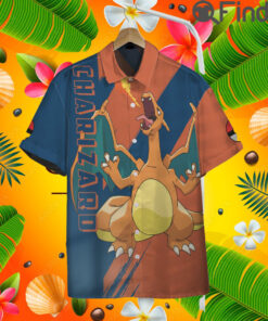 Pokemon Starter Kanto Region Duo Type Fire Flying Charizard Custom Hawaii Button T Shirt