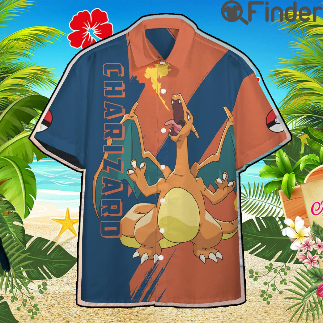 Pokemon Starter Kanto Region Duo Type Fire Flying Charizard Custom Hawaii Button T Shirts Pokemon Starter Kanto Region Duo Type Fire Flying Charizard Custom Hawaii Button T Shirts