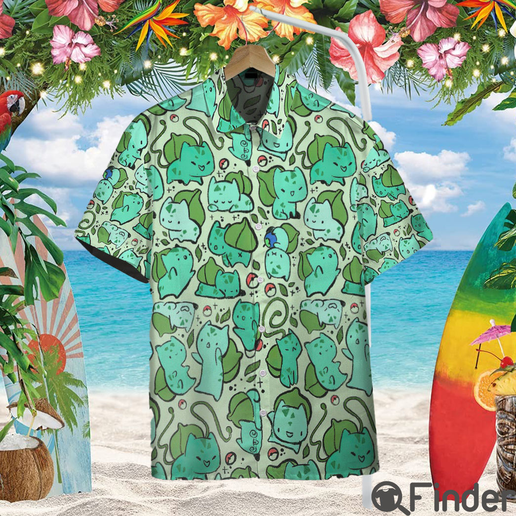 Pokemon Starter Kanto Region Duo Type Grass Poison Bulbasaur Custom Hawaii Button Shirt Pokemon Starter Kanto Region Duo Type Grass Poison Bulbasaur Custom Hawaii Button Shirt