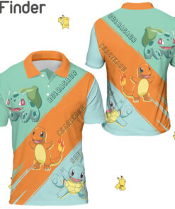 Pokemon Starter Kanto Region Gen 1 Charmander Bulbasaur Squirtle Custom Polo Shirts