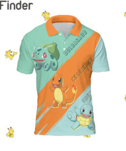 Pokemon Starter Kanto Region Gen 1 Charmander Bulbasaur Squirtle Custom Polo T Shirt