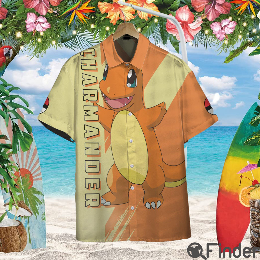 Pokemon Starter Kanto Region Type Fire Charmander Custom Hawaii Button Shirt Pokemon Starter Kanto Region Type Fire Charmander Custom Hawaii Button Shirt