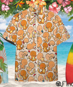 Pokemon Starter Type Fire Charmander Custom Hawaii Button Shirt