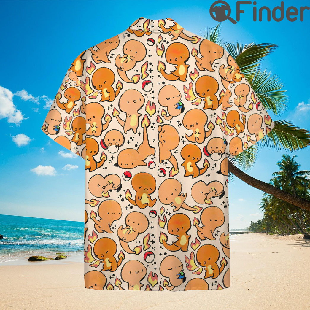 Pokemon Starter Type Fire Charmander Custom Hawaii Button Shirts Pokemon Starter Type Fire Charmander Custom Hawaii Button Shirts