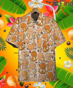 Pokemon Starter Type Fire Charmander Custom Hawaii Button T Shirt
