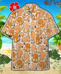 Pokemon Starter Type Fire Charmander Custom Hawaii Button T Shirts