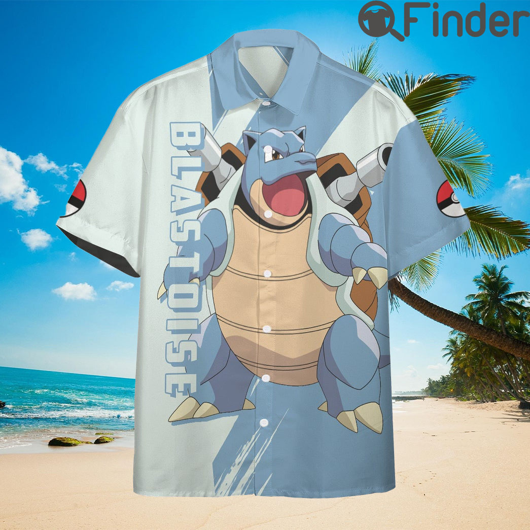 Pokemon Starter Water Type Blastoise Custom Hawaii Button Shirts Pokemon Starter Water Type Blastoise Custom Hawaii Button Shirts