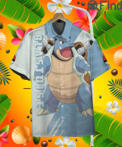 Pokemon Starter Water Type Blastoise Custom Hawaii Button T Shirt