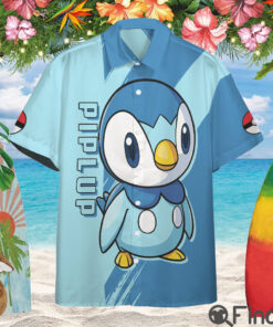 Pokemon Starter Water Type Piplup Custom Hawaii Button Shirt