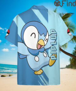 Pokemon Starter Water Type Piplup Custom Hawaii Button Shirts