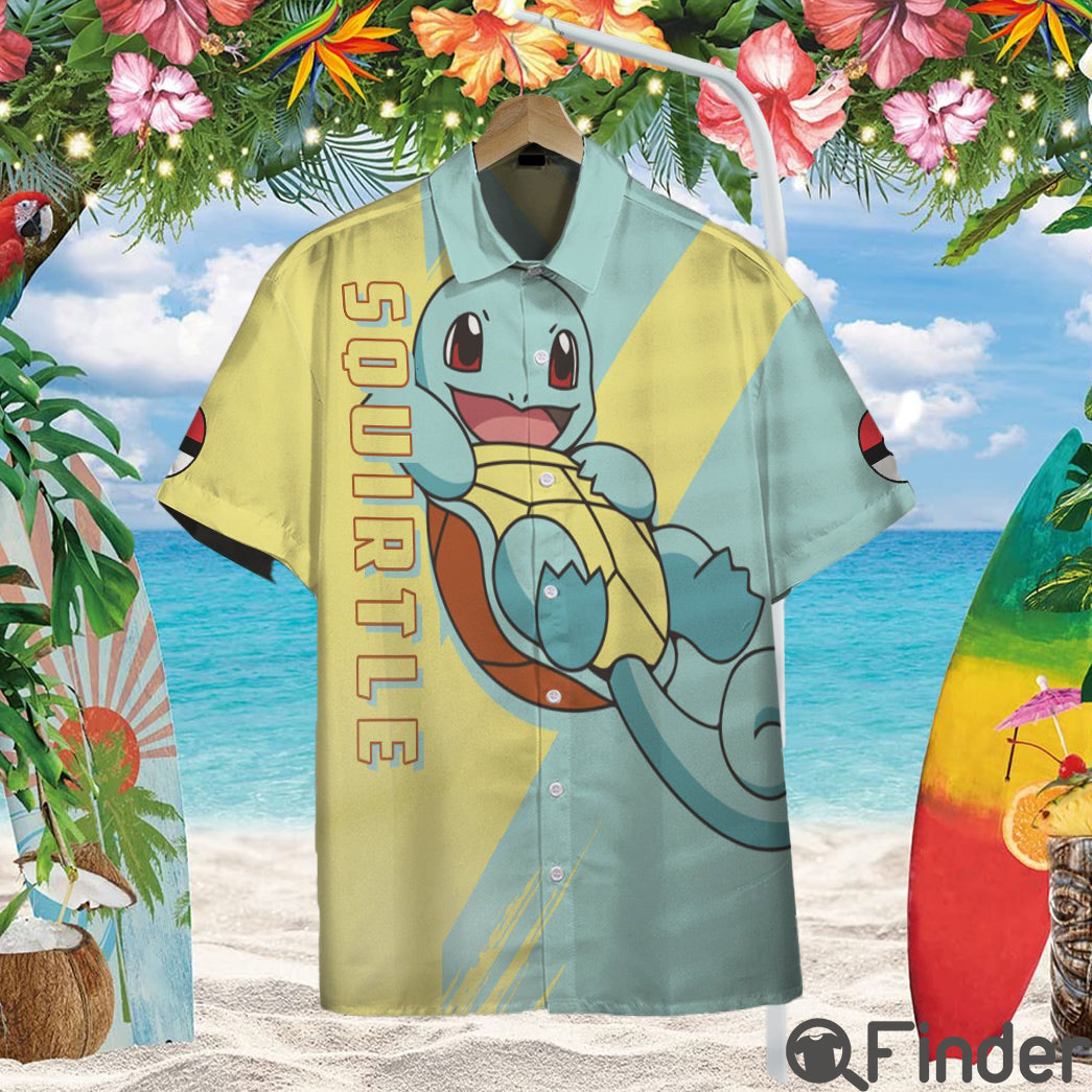 Pokemon Starter Water Type Squirtle Custom Hawaii Button Shirt Pokemon Starter Water Type Squirtle Custom Hawaii Button Shirt