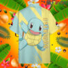 Pokemon Starter Water Type Squirtle Custom Hawaii Button T Shirt