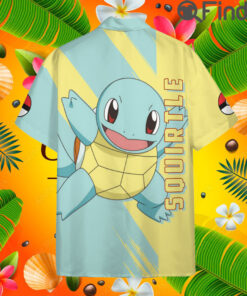 Pokemon Starter Water Type Squirtle Custom Hawaii Button T Shirt