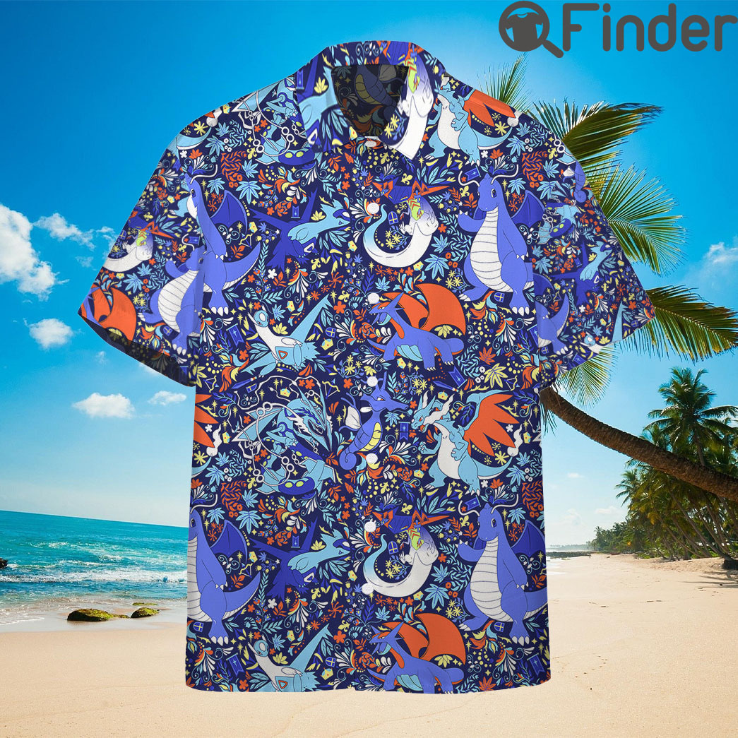 Pokemon Type Dragon Custom Hawaii Button T Shirt Pokemon Type Dragon Custom Hawaii Button T Shirt