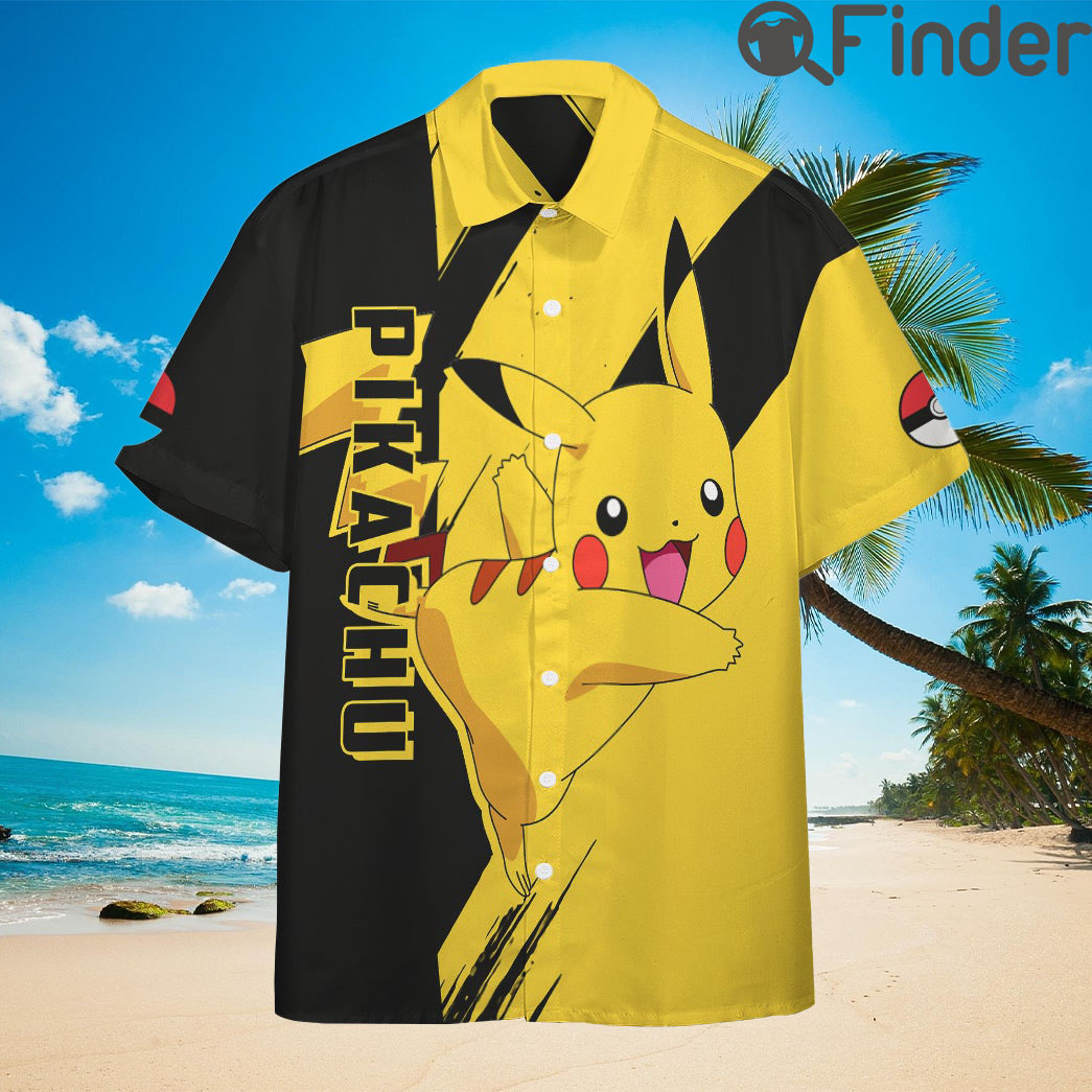 Pokemon Type Electric Pikachu Custom Hawaii Button Shirts Pokemon Type Electric Pikachu Custom Hawaii Button Shirts