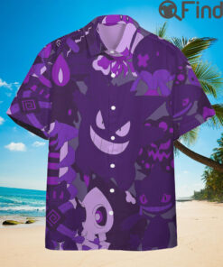 Pokemon Type Ghost Custom Hawaii Button Shirts