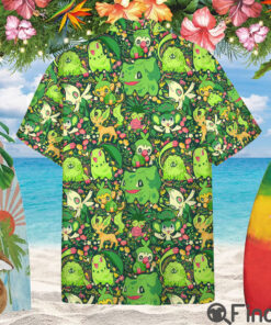 Pokemon Type Grass Custom Hawaii Button Shirt