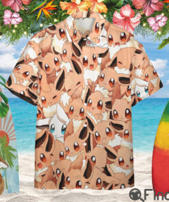 Pokemon Type Normal Eevee Custom Hawaii Button Shirt