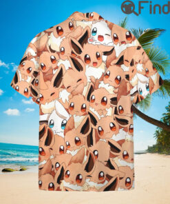 Pokemon Type Normal Eevee Custom Hawaii Button Shirts