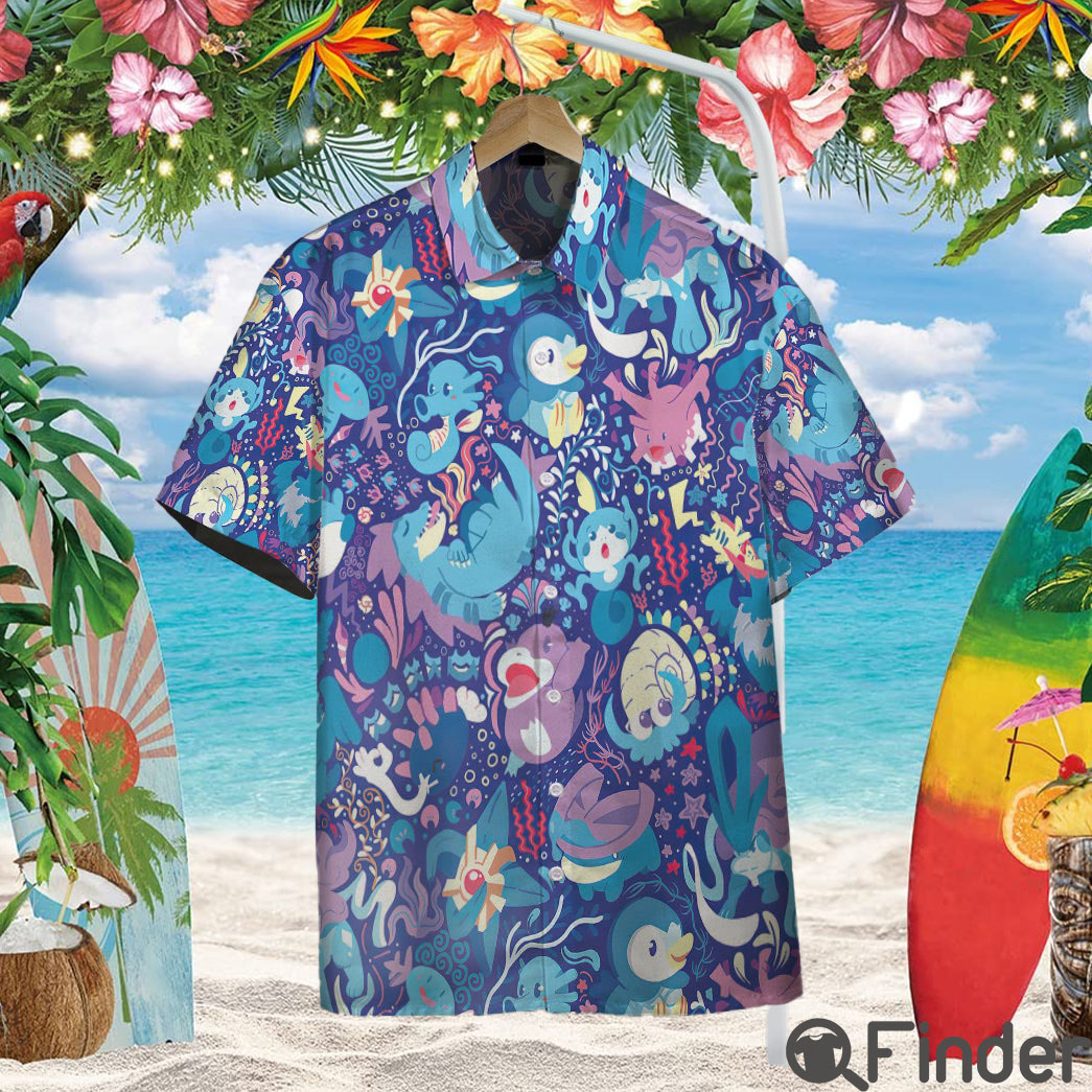 Pokemon Type Water Custom Hawaii Button Shirt Pokemon Type Water Custom Hawaii Button Shirt