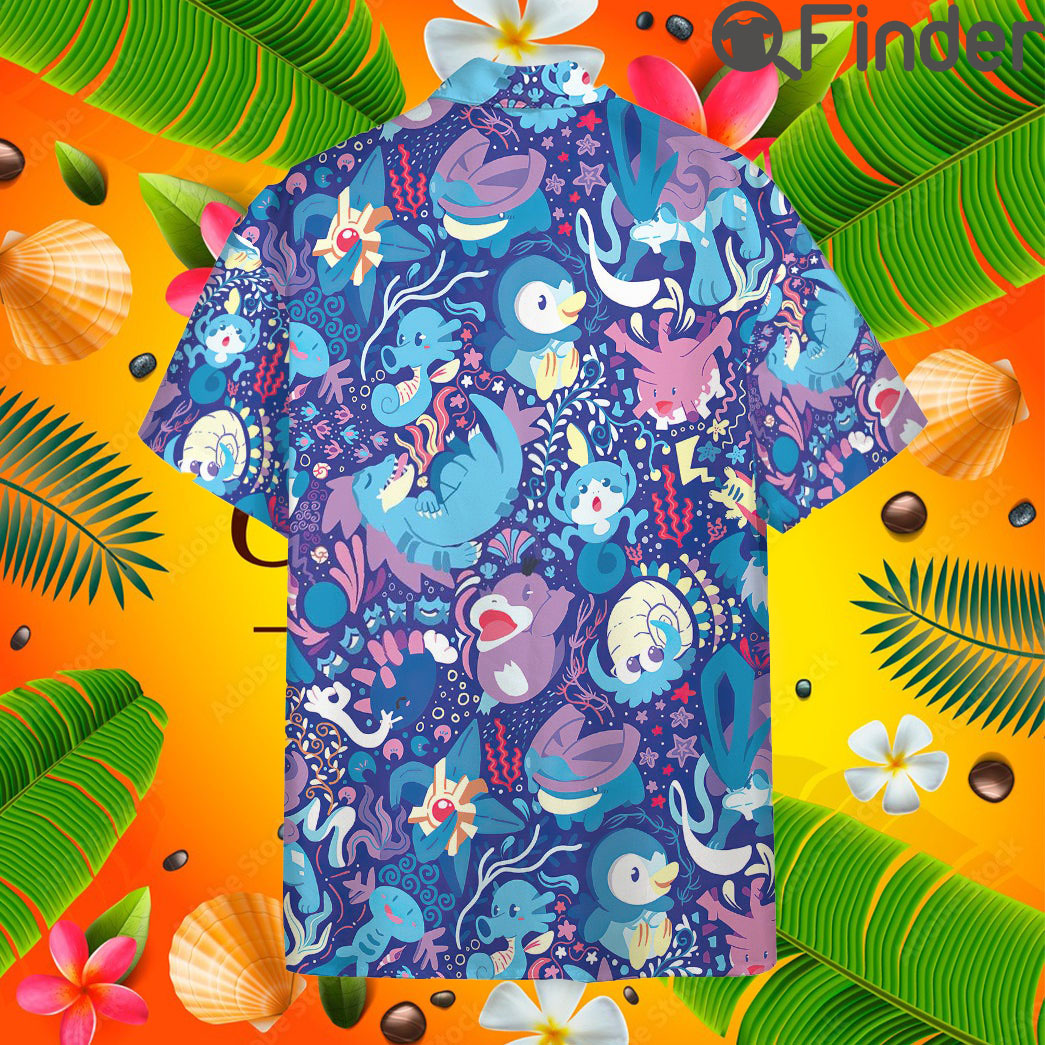 Pokemon Type Water Custom Hawaii Button T Shirt Pokemon Type Water Custom Hawaii Button T Shirt