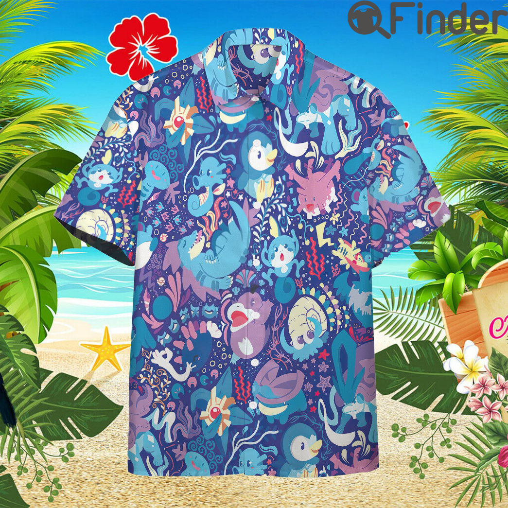 Pokemon Type Water Custom Hawaii Button T Shirts Pokemon Type Water Custom Hawaii Button T Shirts