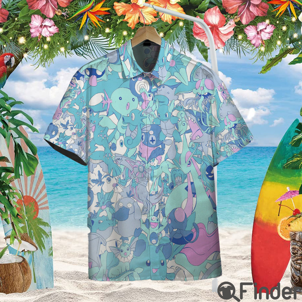 Pokemon Water Type Custom Hawaii Button Shirt Pokemon Water Type Custom Hawaii Button Shirt