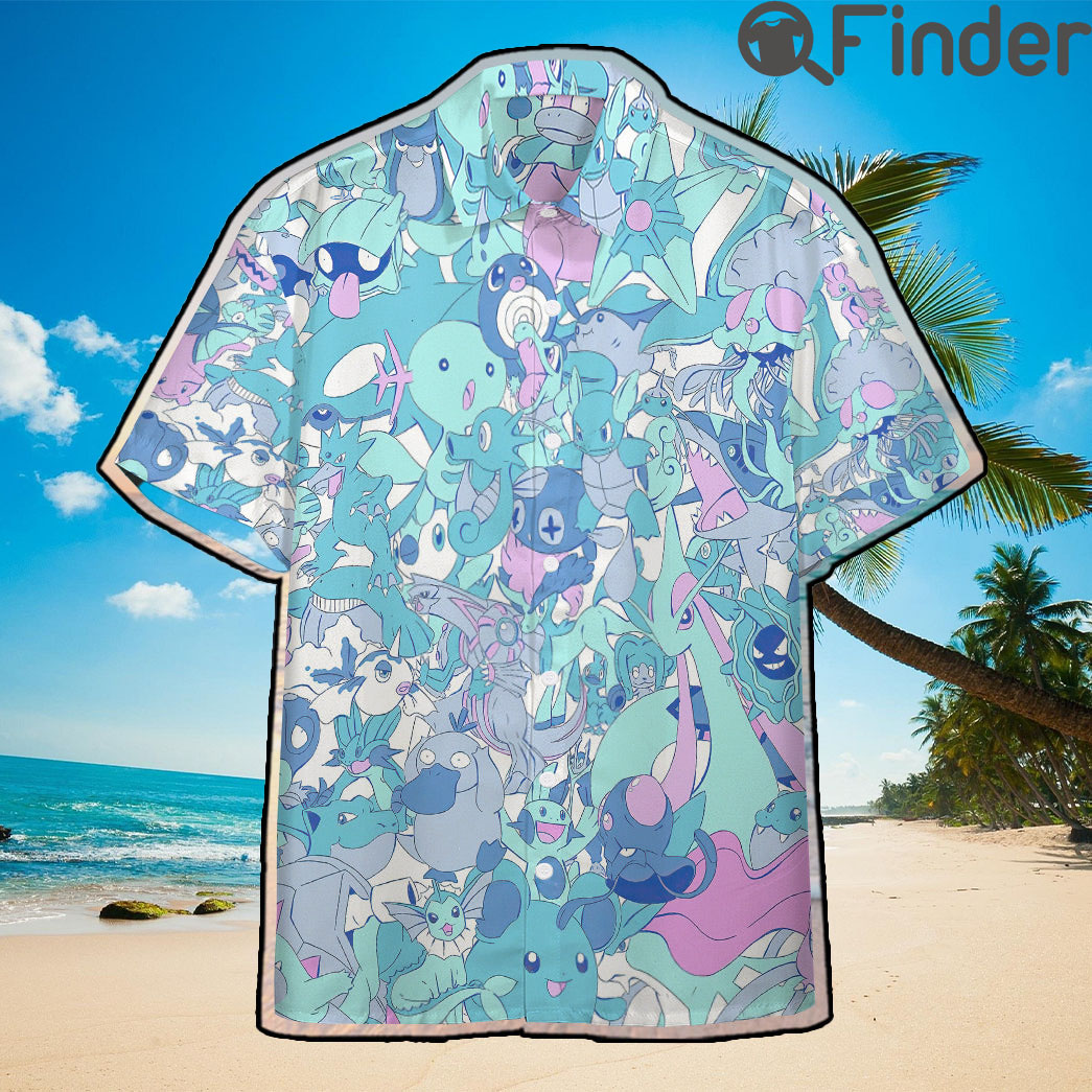 Pokemon Water Type Custom Hawaii Button Shirts Pokemon Water Type Custom Hawaii Button Shirts