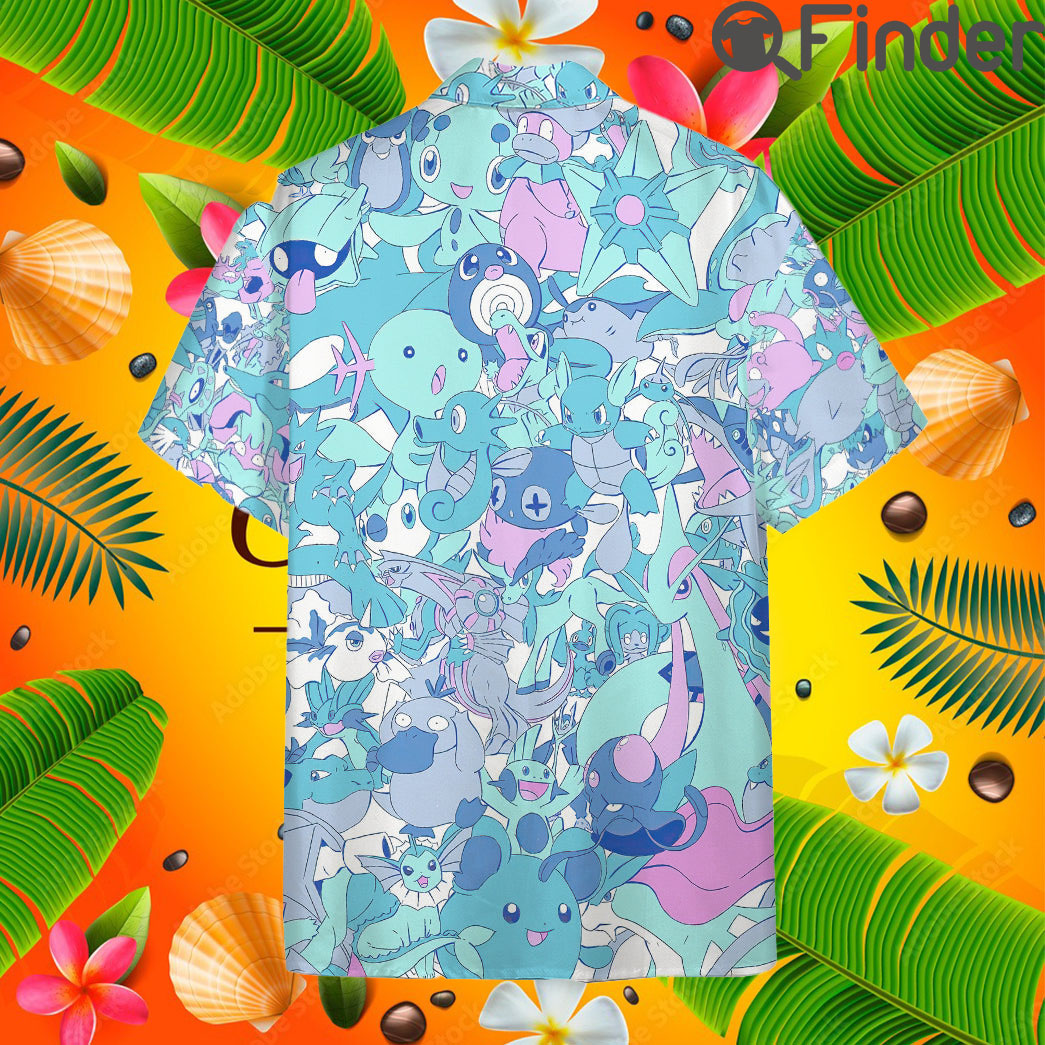 Pokemon Water Type Custom Hawaii Button T Shirt Pokemon Water Type Custom Hawaii Button T Shirt