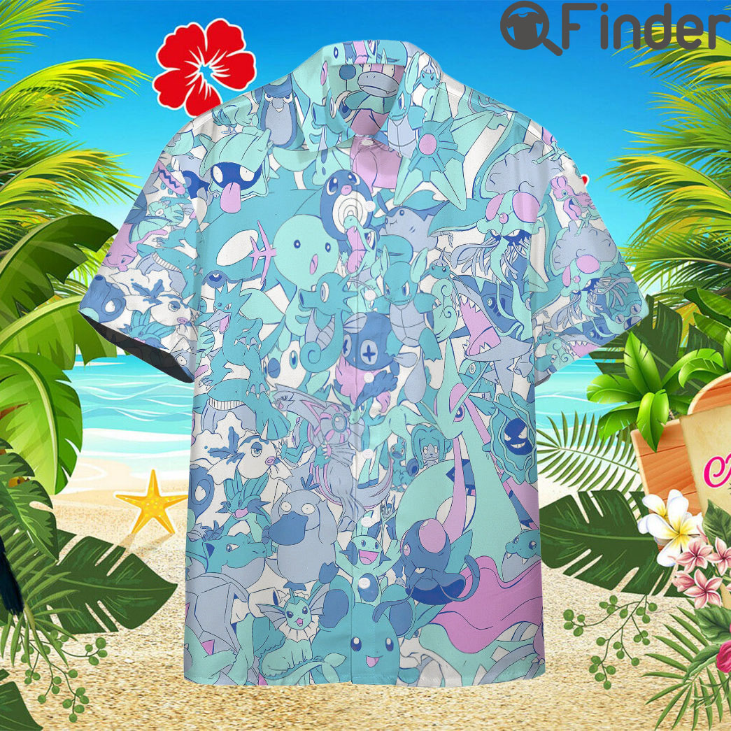 Pokemon Water Type Custom Hawaii Button T Shirts Pokemon Water Type Custom Hawaii Button T Shirts