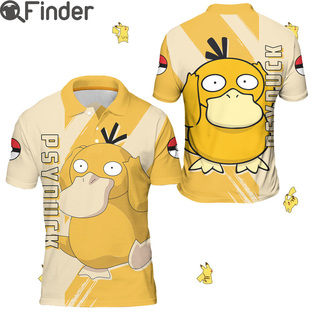 Pokemon Water Type Psyduck Custom Polo Shirts Pokemon Water Type Psyduck Custom Polo Shirts