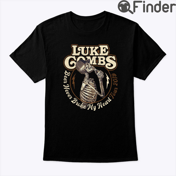Luke Combs Beer Never Broke My Heart Tour 2019 Skeleton T Shirt Luke Combs Beer Never Broke My Heart Tour 2019 Skeleton T Shirt