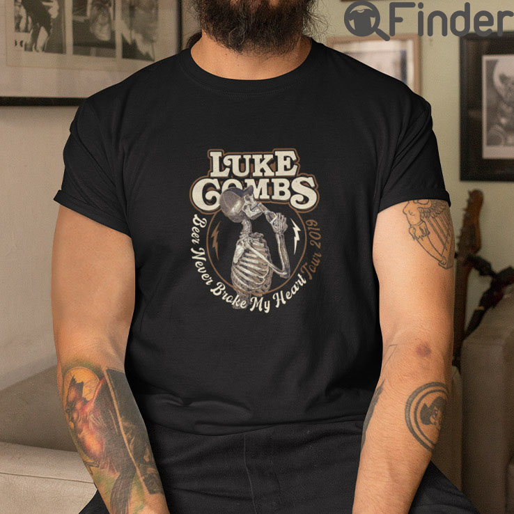 Luke Combs Beer Never Broke My Heart Tour 2019 Skeleton T Shirts Luke Combs Beer Never Broke My Heart Tour 2019 Skeleton T Shirts