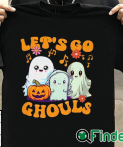 T shirt black Funny Halloween Shirt, Let's Go Ghouls T Shirt, Cute Halloween Ghosts Tee, Retro Halloween Shirt